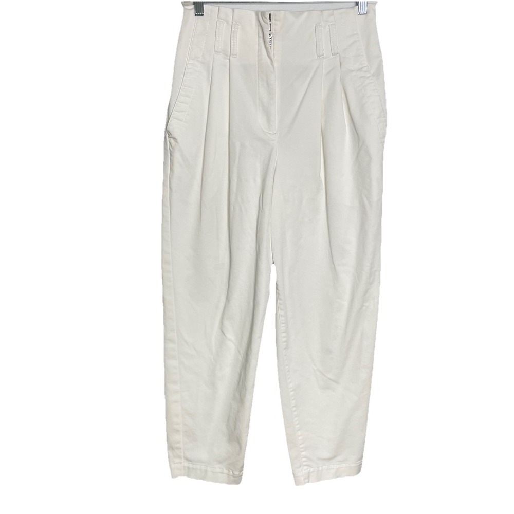Derek Lam 10 Crosby White  Atto High Waist‎ Pleated Front  Pants Size 8